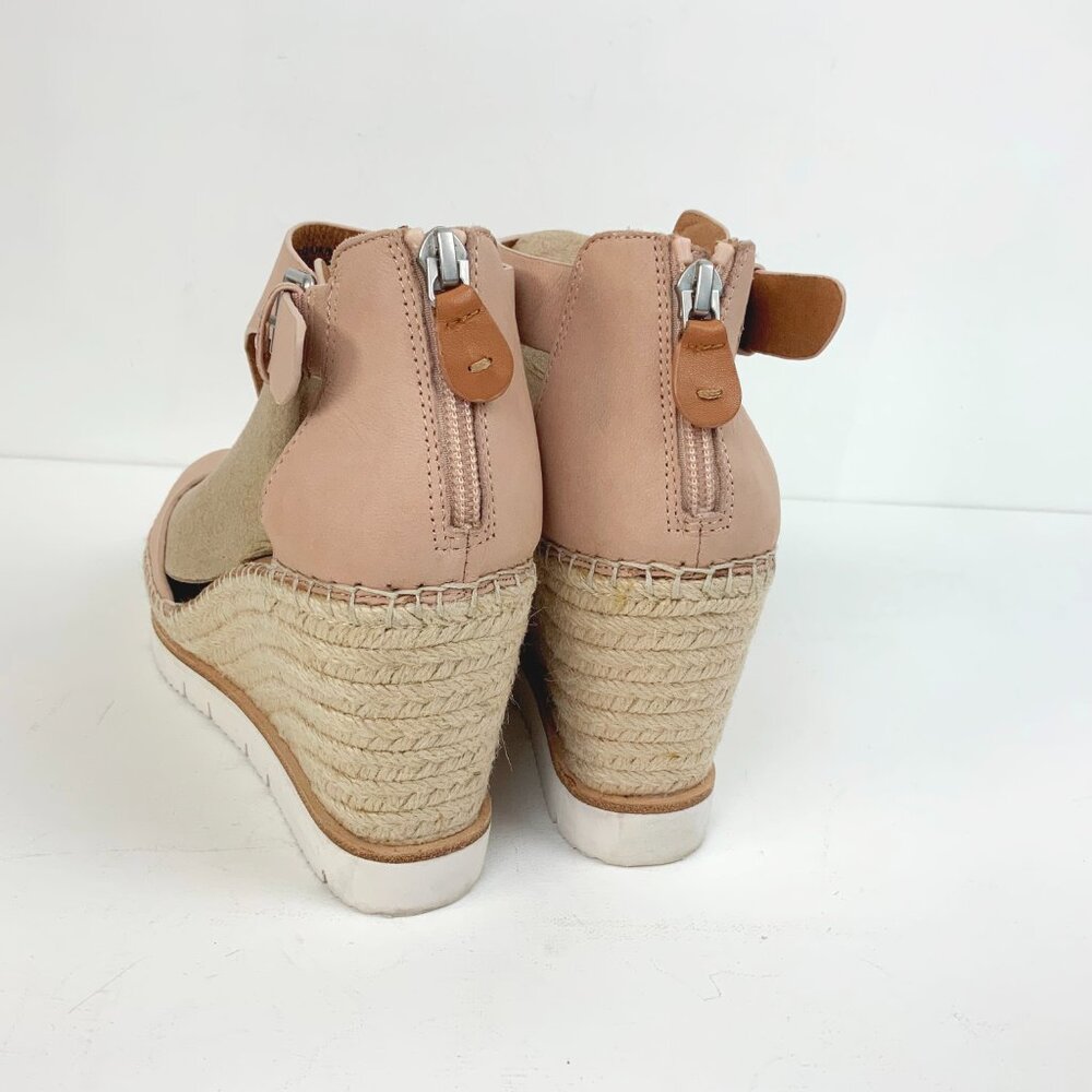 New Gentle Souls by Kenneth Cole Elyssa Easy T-Strap Wedge Sandals Sz 9 - Picture 3 of 16
